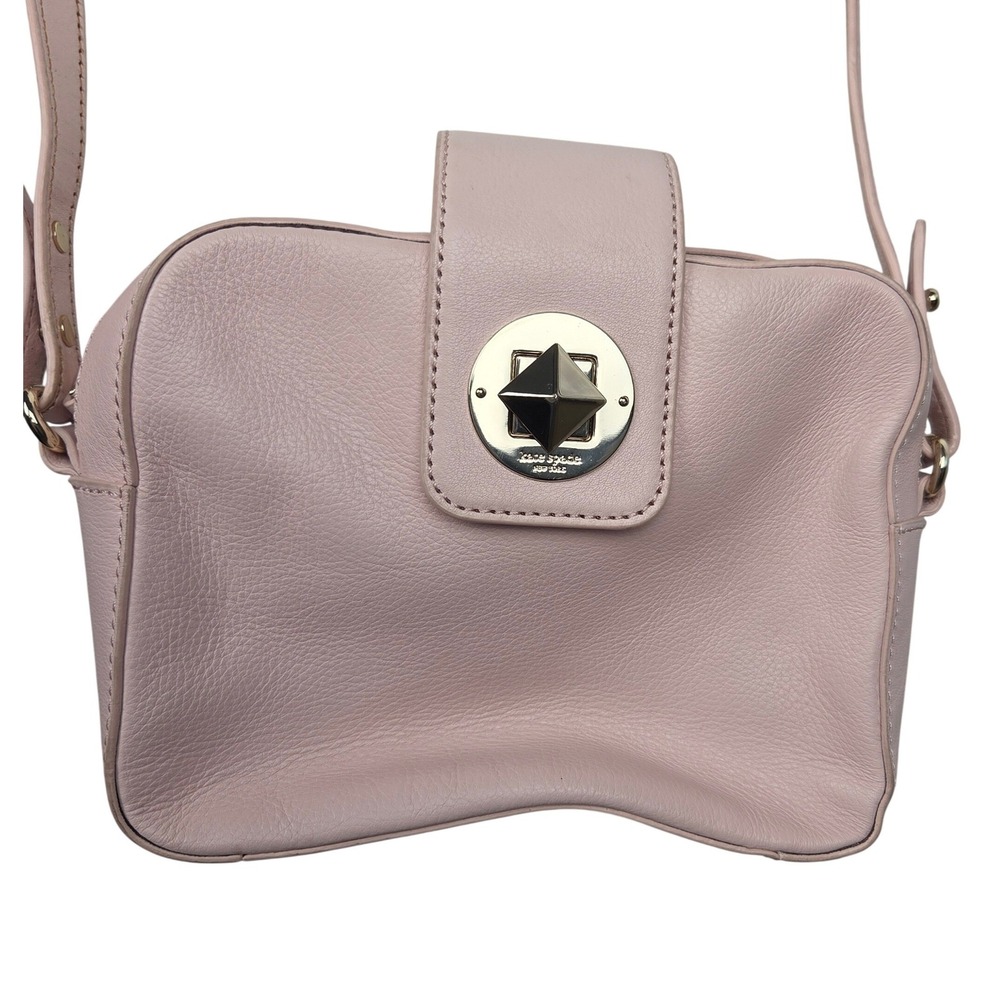 Kate Spade Crossbody Bag Small Baby Pink Leather Gold Turn-Lock Purse Soft Girl